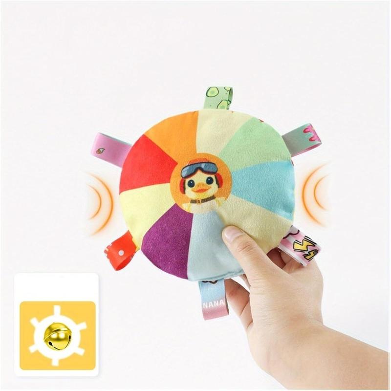 Plush Pet Dog Flying Discs Chew Toys, InteractiveTug Of War Dog Toys With Bells Inside,TurntablePattern Washable Bite-Resistant Pet Toys ForDogs