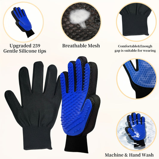 2-Pack Grooming Gloves for Dogs & Cats – Deshedding, Hair Removal & Massage Mitts
